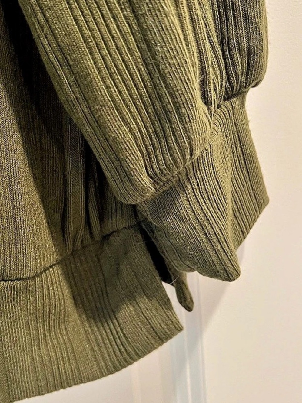 Dear Scarlett Knit Ribbed Hooded Top in Green XL Like New - Picture 2 of 4